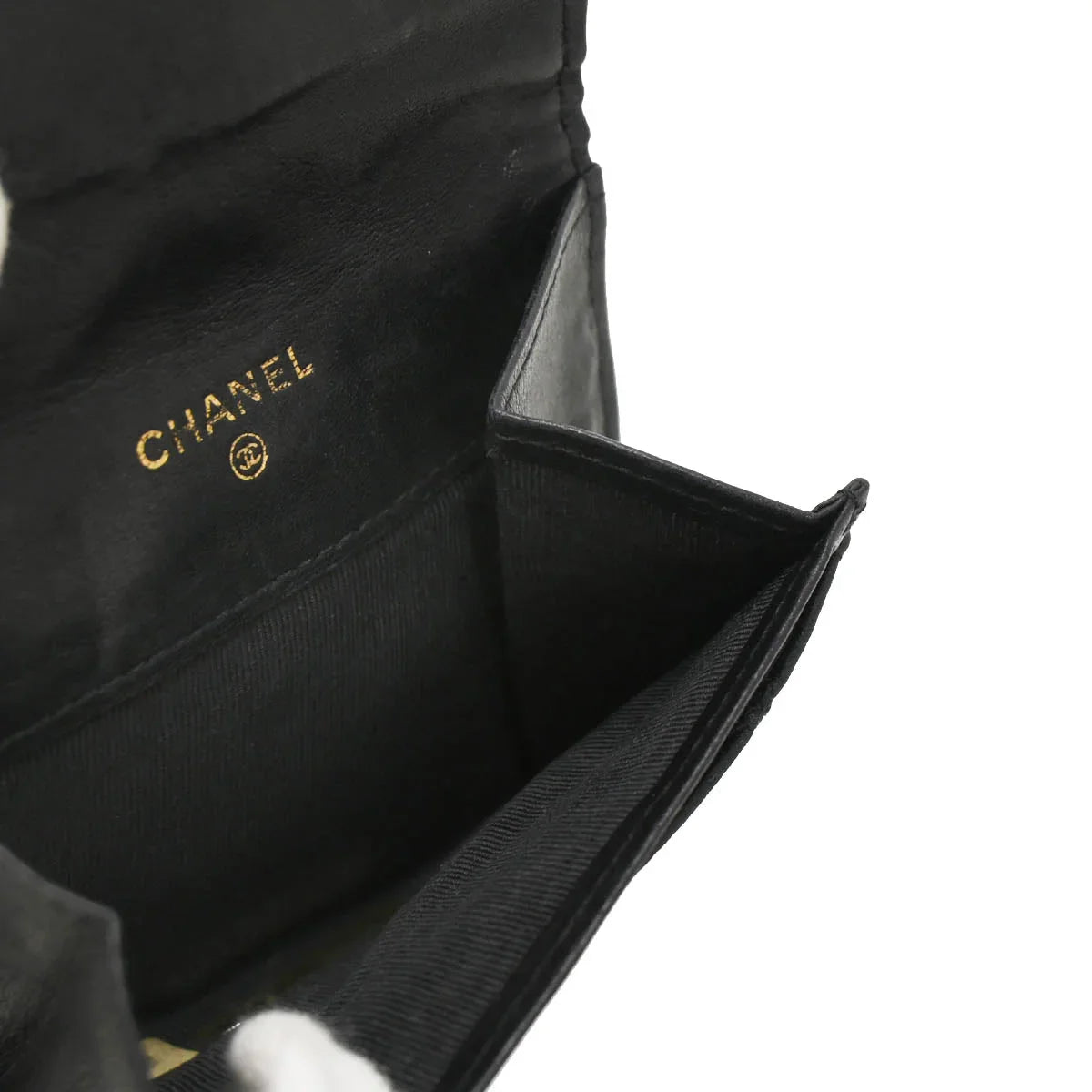 Chanel 1989-1991 Black Satin Bicolore Coin Purse Wallet