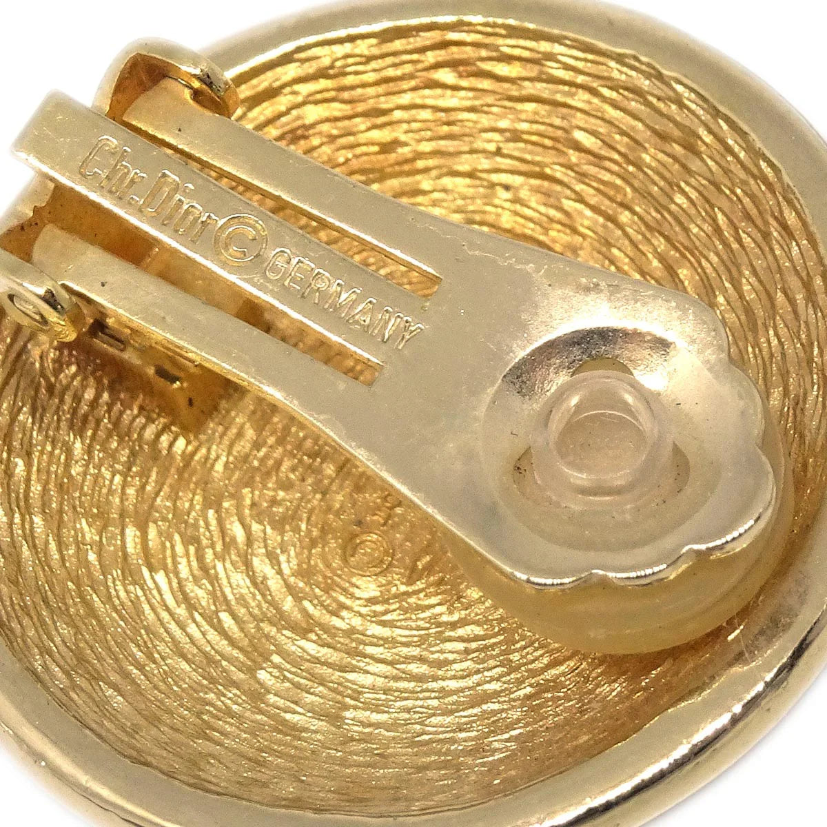 Christian Dior Button Earrings Clip-On Gold
