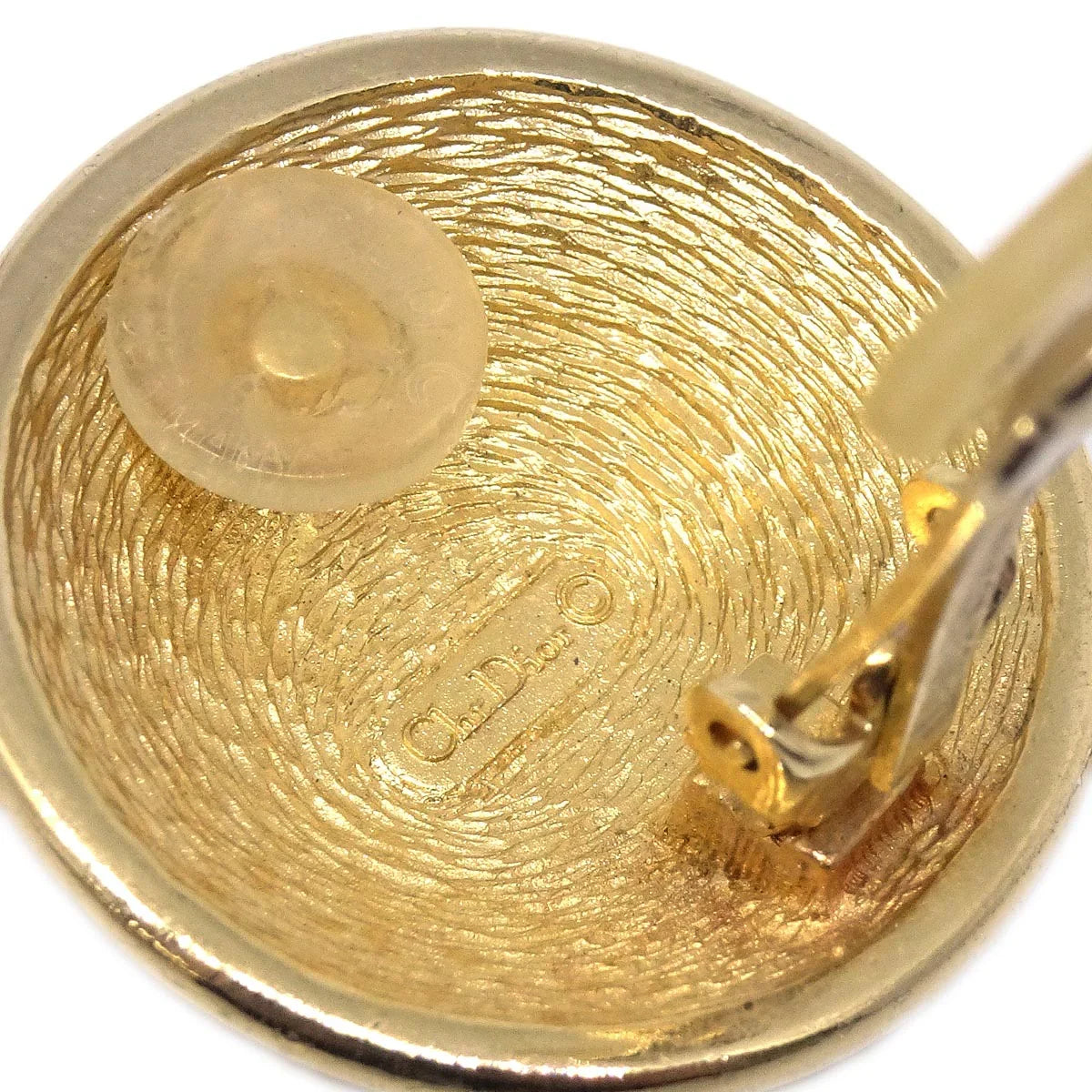 Christian Dior Button Earrings Clip-On Gold
