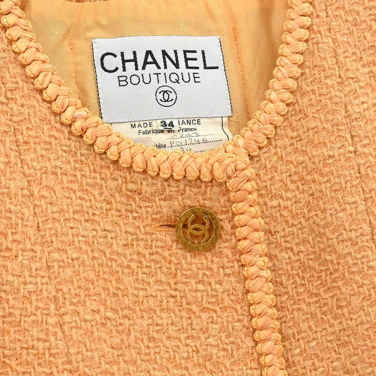 Chanel 1993 Collarless Jacket Orange #34