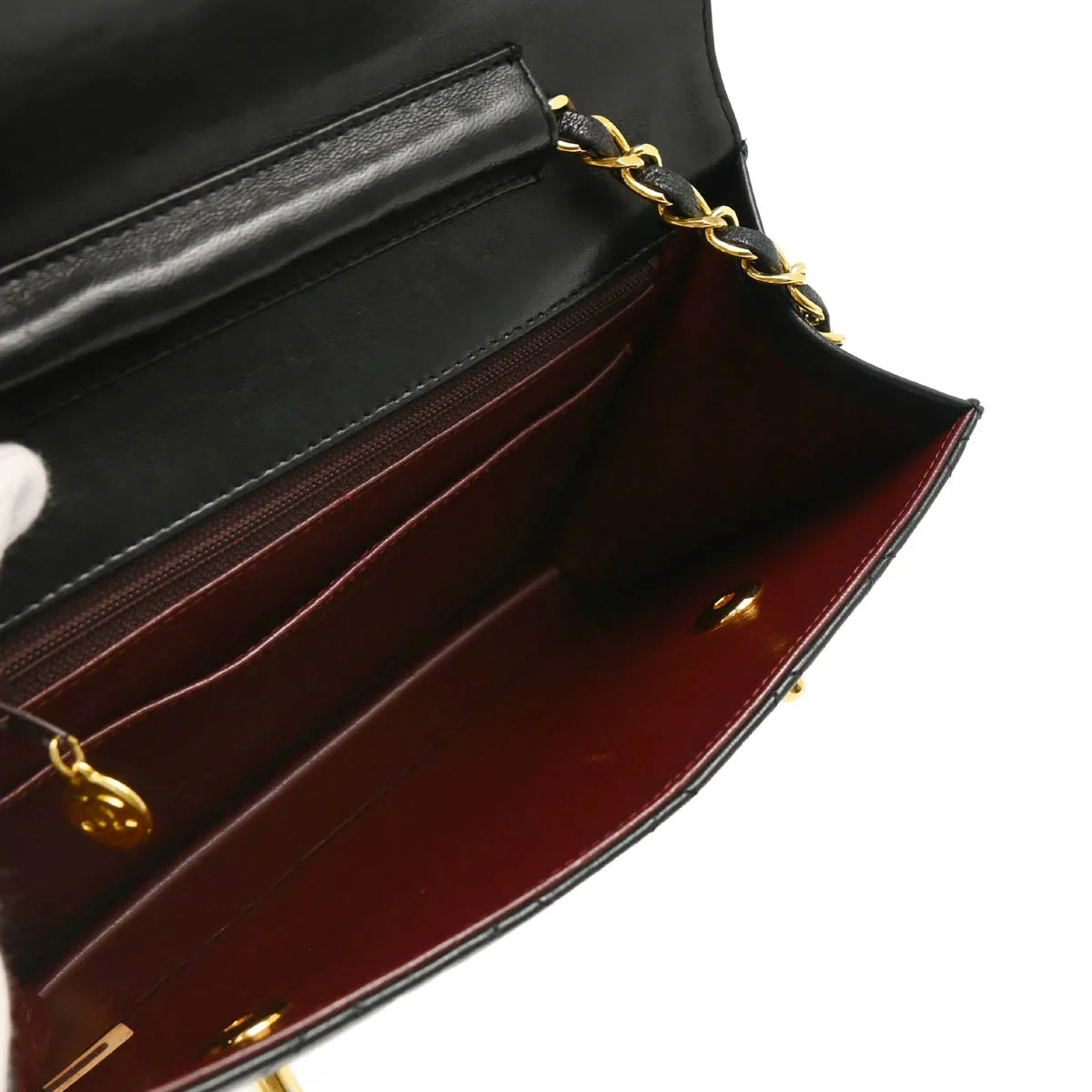 Chanel 1989-1991 Black Lambskin 2way Shoulder Handbag