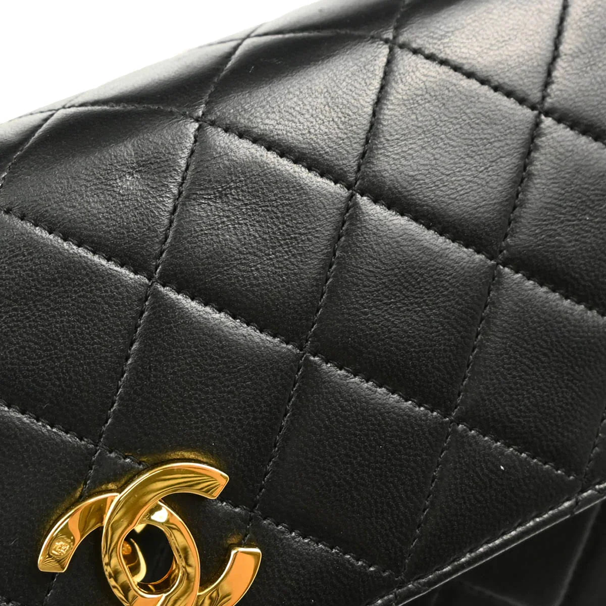 Chanel 1989-1991 Black Lambskin 2way Shoulder Handbag