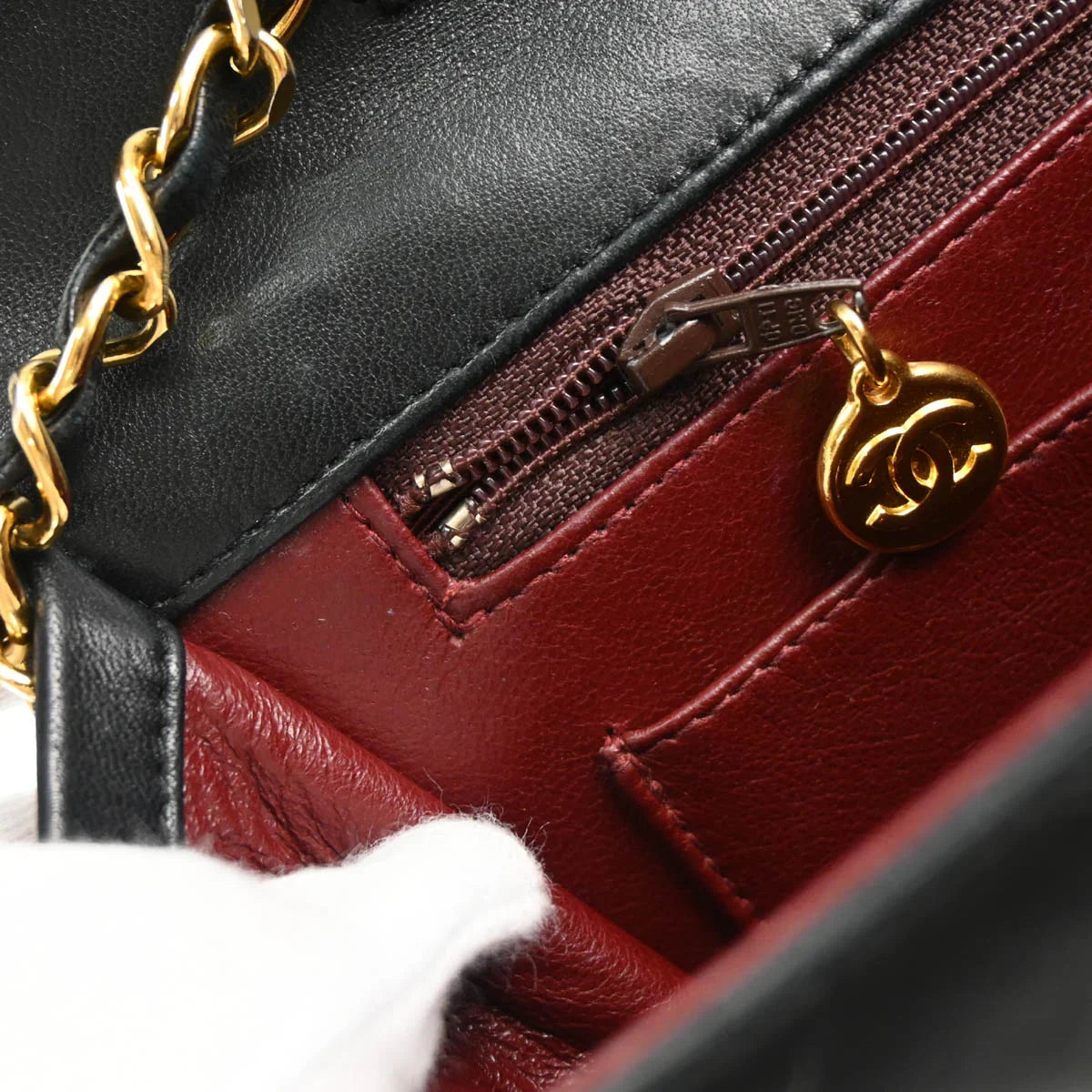 Chanel 1989-1991 Black Lambskin 2way Shoulder Handbag