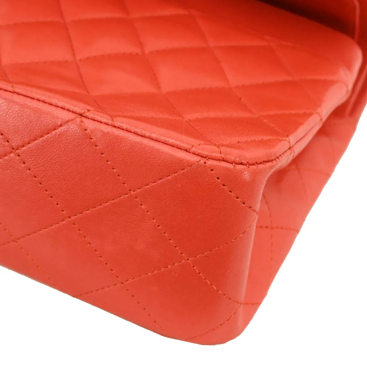 Chanel Orange Lambskin Medium Classic Double Flap Shoulder Bag