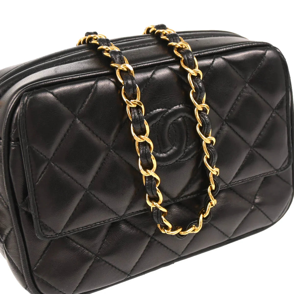 Chanel 1994-1996 Black Lambskin Camera Bag Mini