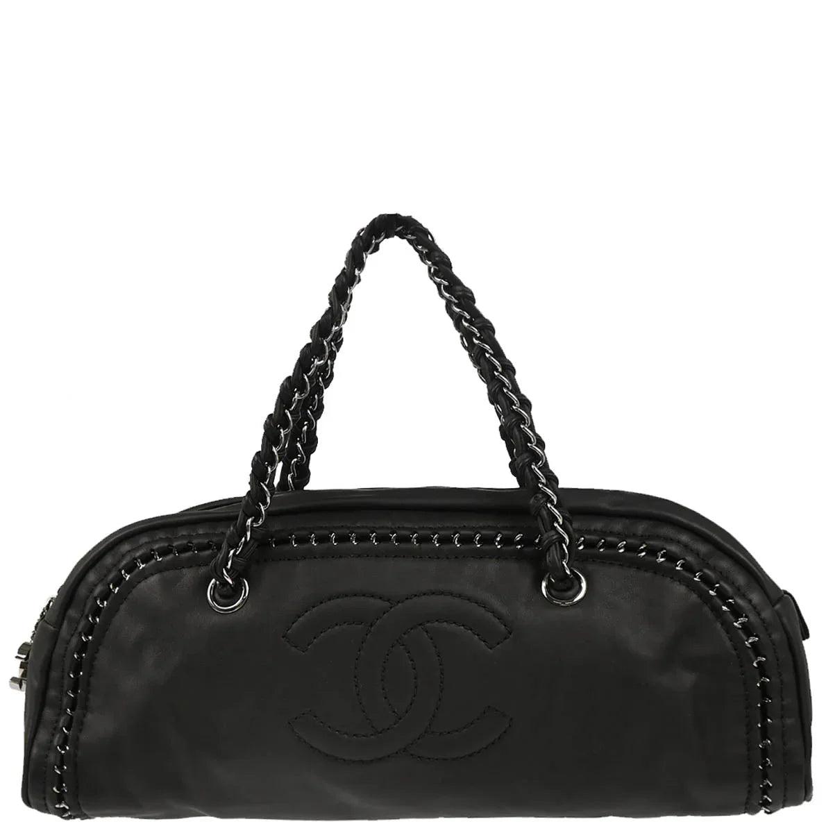 Chanel 2005-2006 Black Lambskin Luxury Line Bowling Bag