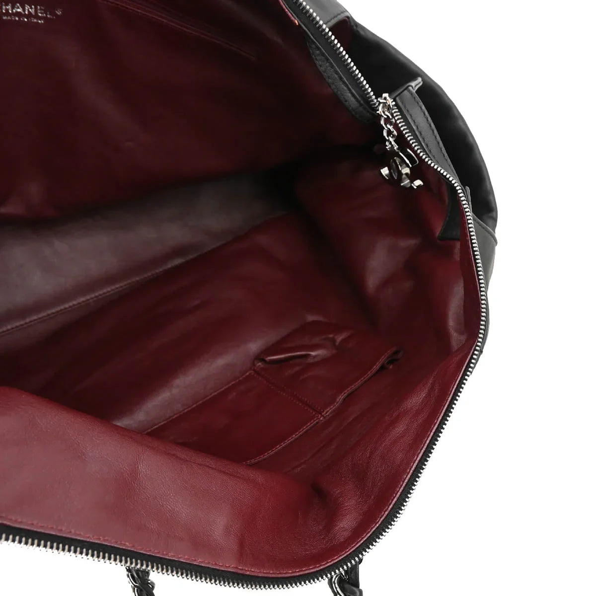 Chanel Black Calfskin Luxury Line Chain Tote Handbag