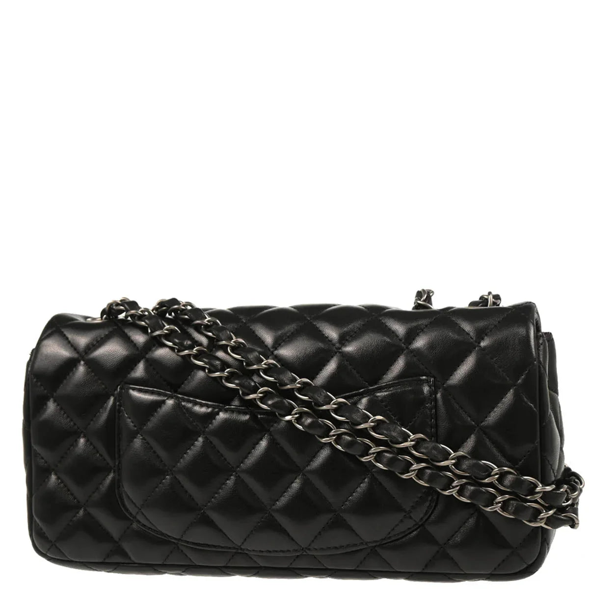 Chanel Black Lambskin East West Shoulder Bag