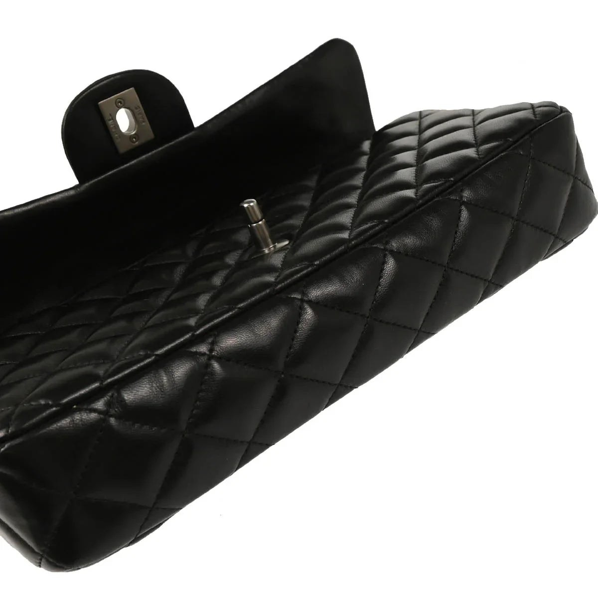 Chanel Black Lambskin East West Shoulder Bag
