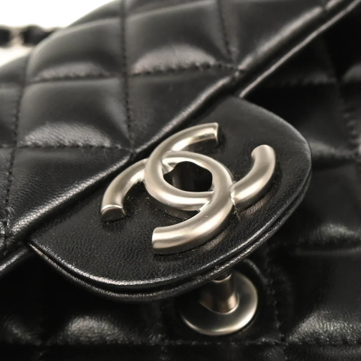 Chanel Black Lambskin East West Shoulder Bag
