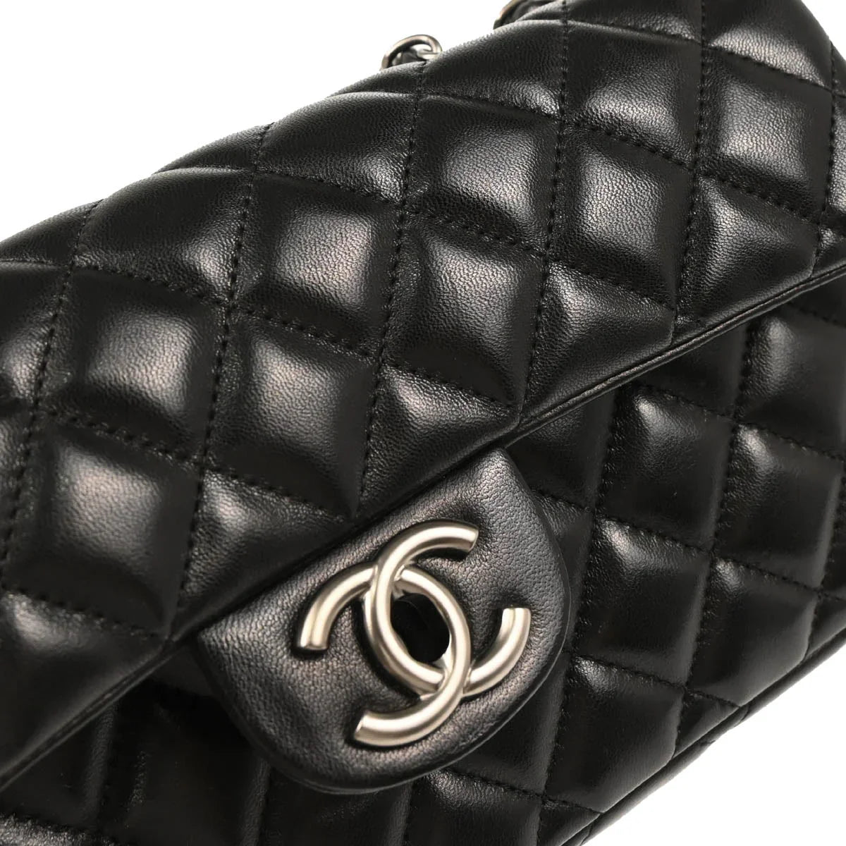 Chanel Black Lambskin East West Shoulder Bag