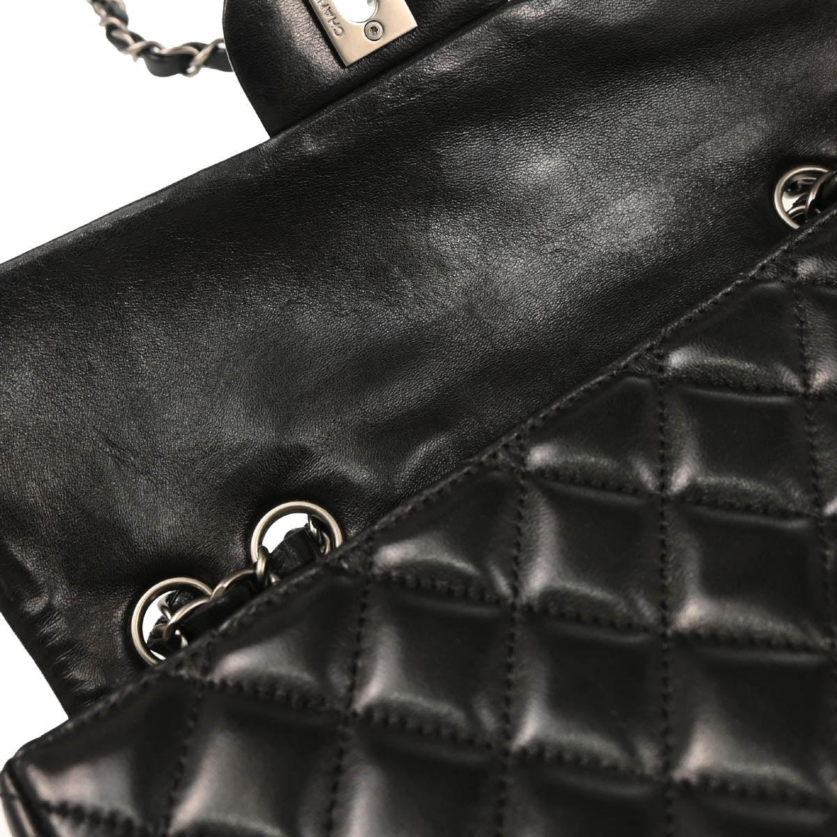 Chanel Black Lambskin East West Shoulder Bag