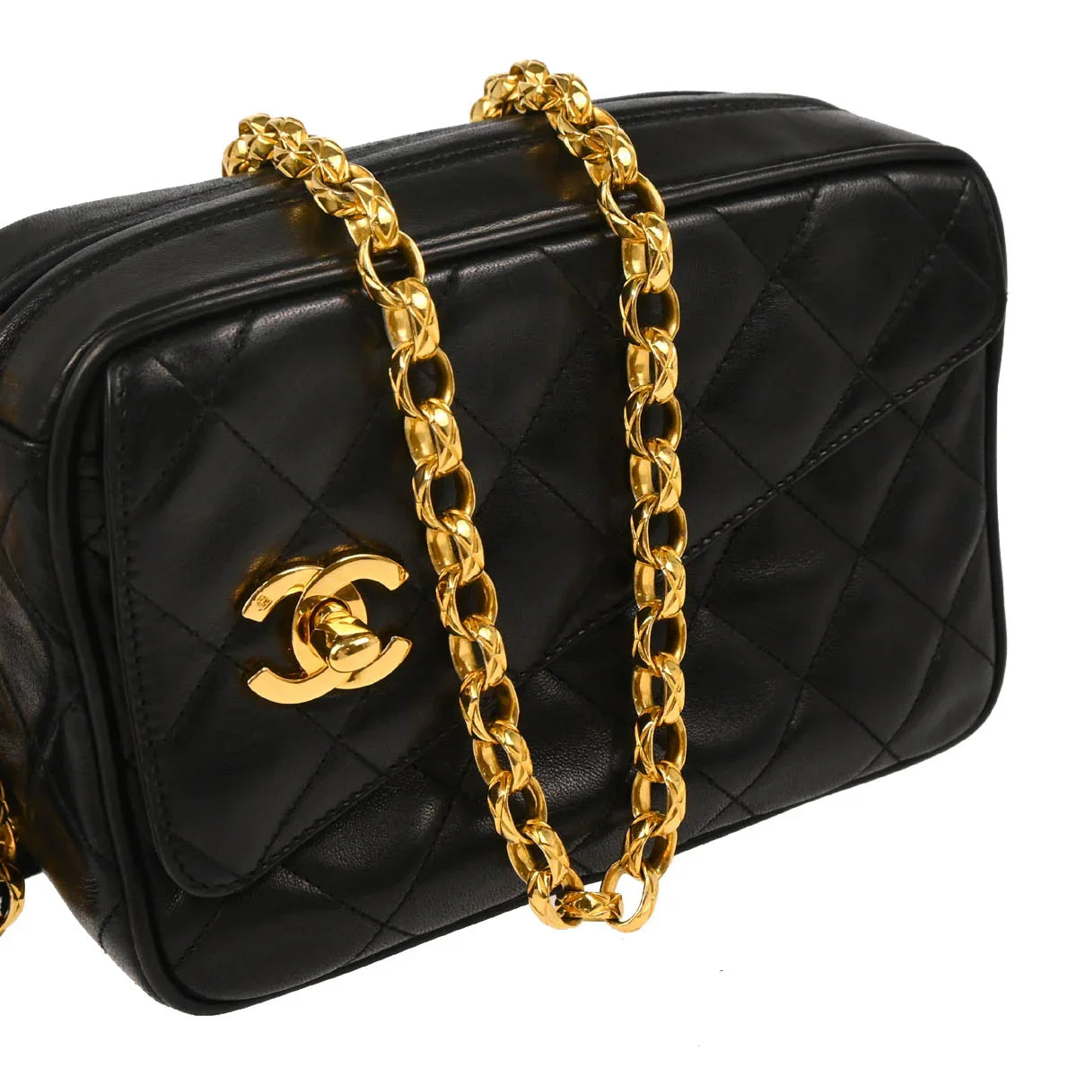 Chanel 1994-1996 Black Lambskin Camera Bag Mini
