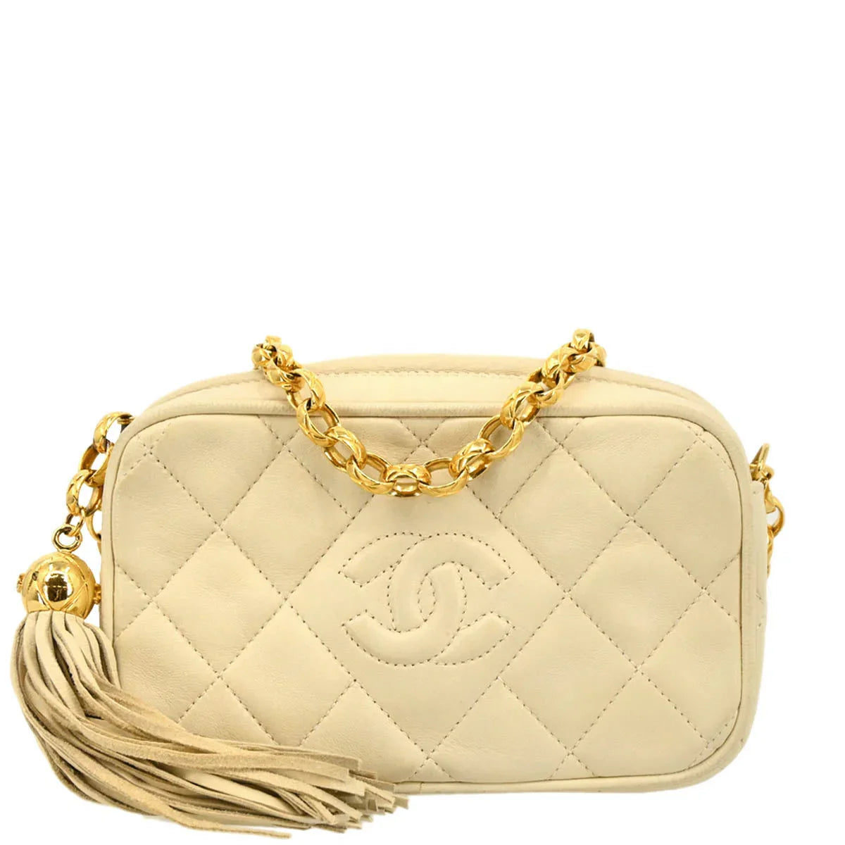 Chanel White Lambskin Camera Bag