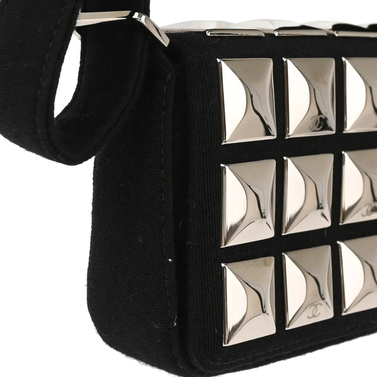 Chanel 2003-2004 Black Cotton Ice Cube Shoulder Bag