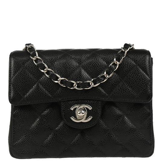 Chanel Black Caviar Mini Classic Square Flap Shoulder Bag