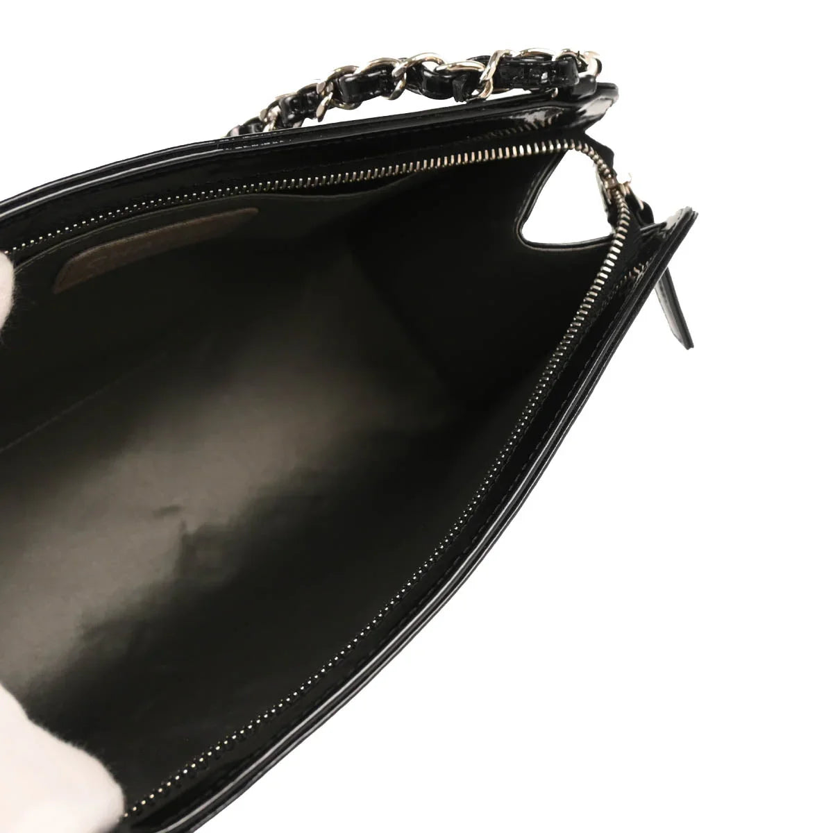 Chanel 2006-2008 Black Patent Leather Icon Chain Handbag