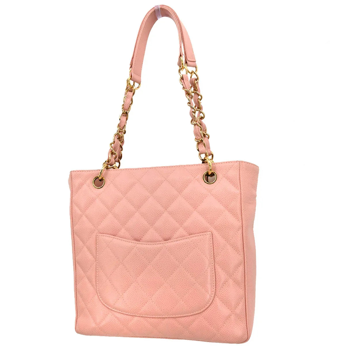 Chanel 2001-2003 Pink Caviar Petite Shopping Tote PST Chain Handbag