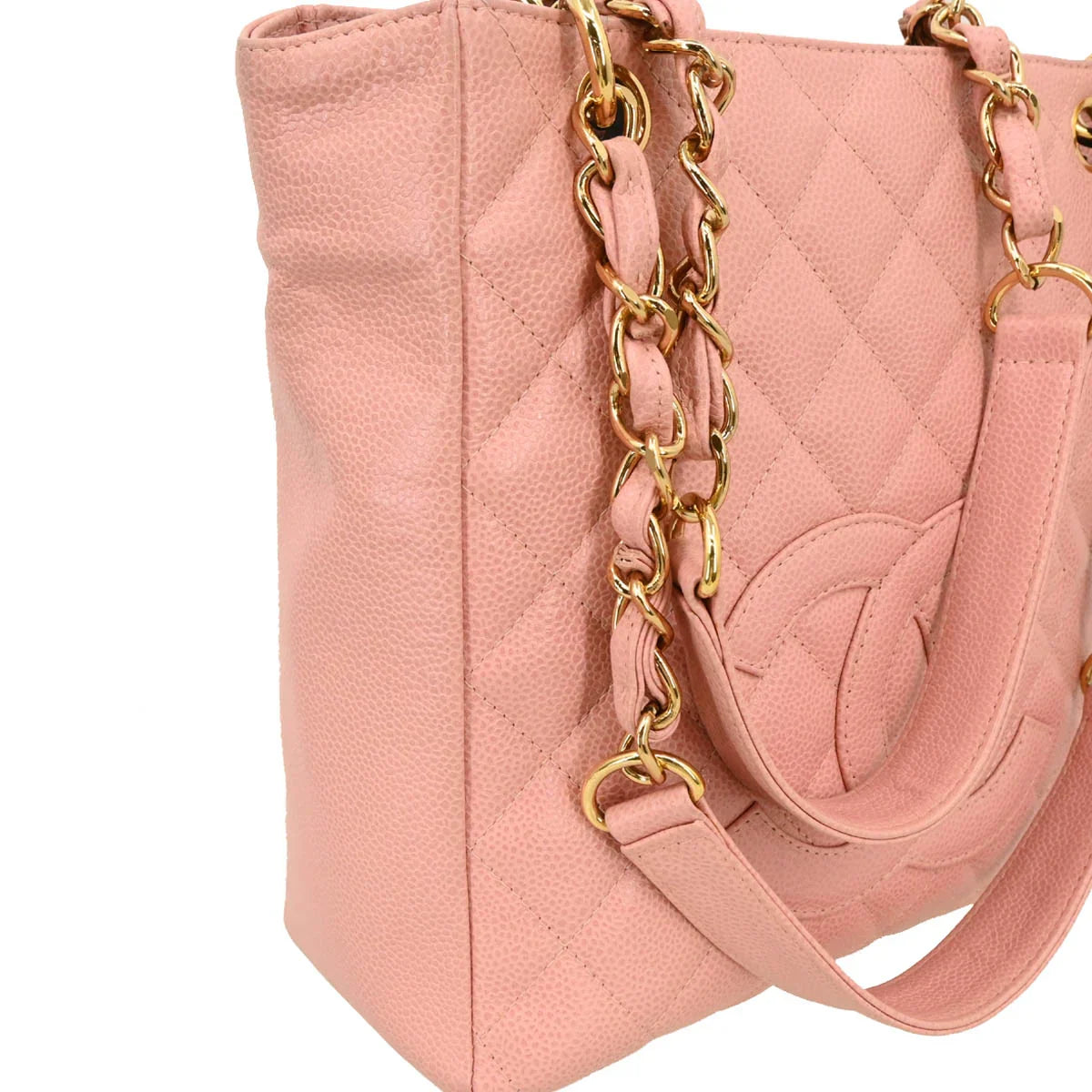 Chanel 2001-2003 Pink Caviar Petite Shopping Tote PST Chain Handbag