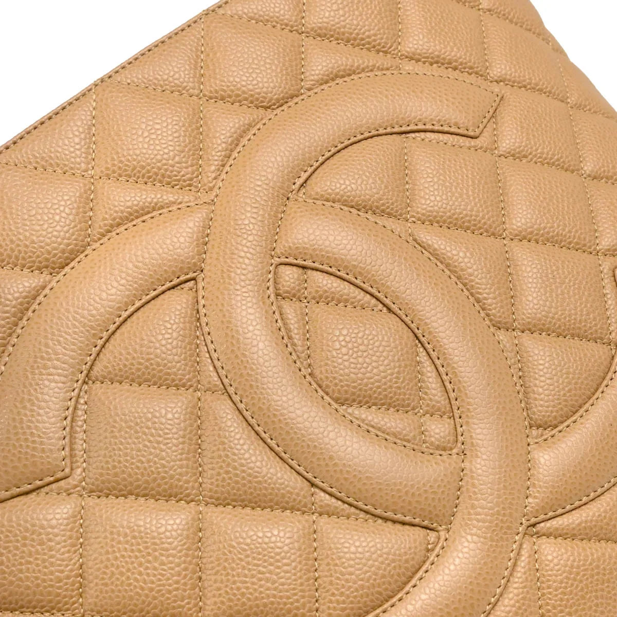 Chanel Beige Caviar Medallion Tote Handbag