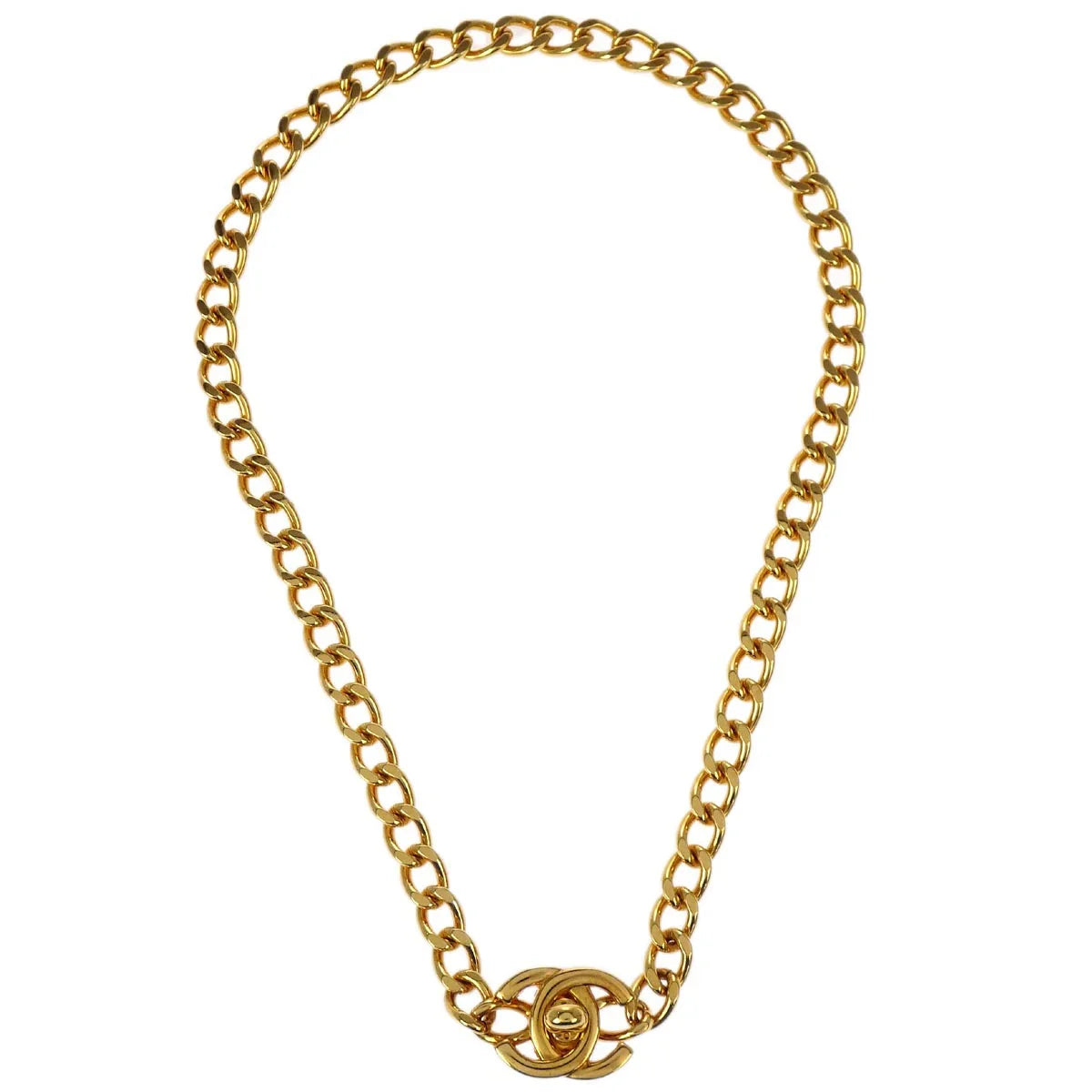 Chanel Turnlock Gold Chain Necklace 96A