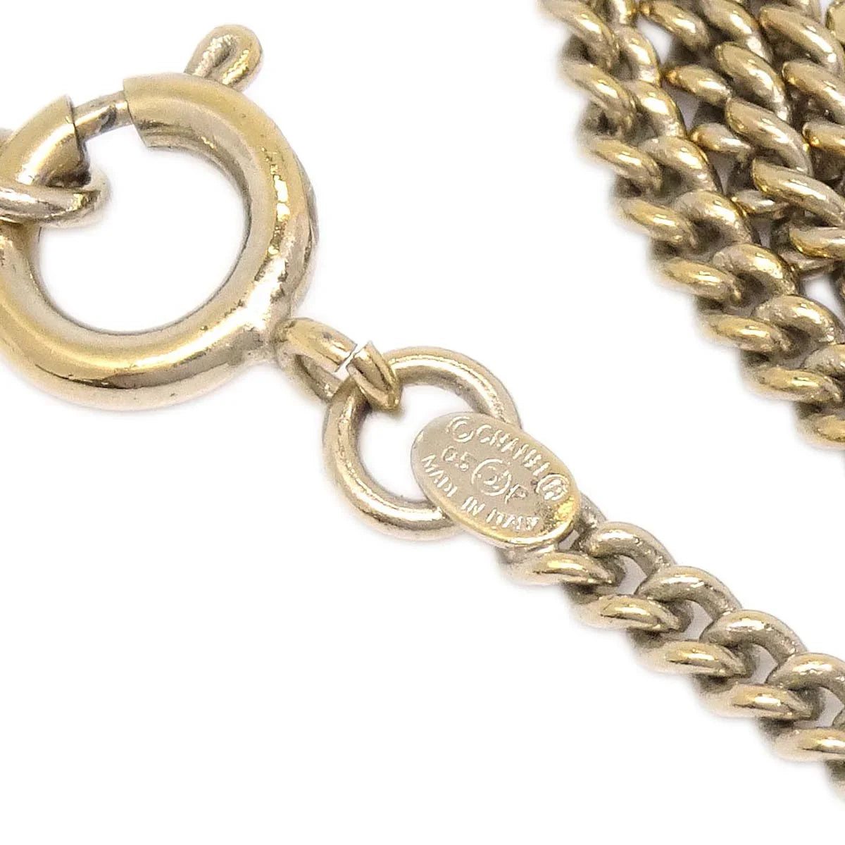 Chanel Heart Chain Pendant Necklace Gold 05P
