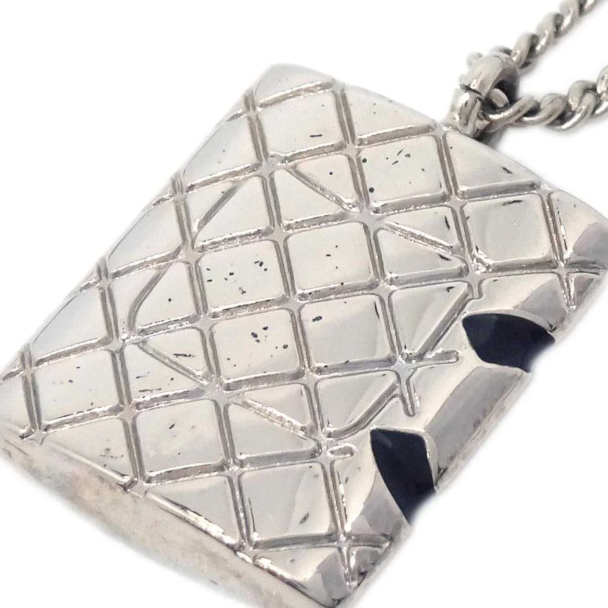 Chanel Cambon Ligne Chain Necklace Pendant Silver 05C