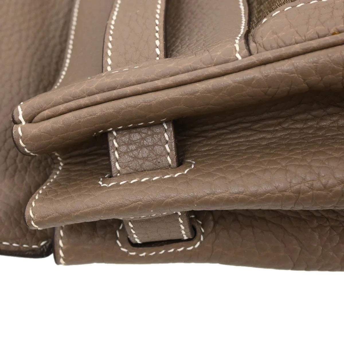 Hermes 2005 Etoupe Clemence Crinoline Kelly 35 Retourne 2way Shoulder Handbag
