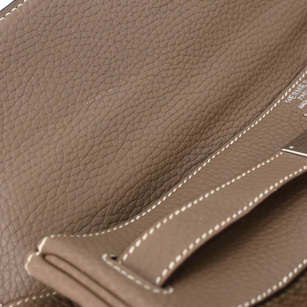 Hermes 2005 Etoupe Clemence Crinoline Kelly 35 Retourne 2way Shoulder Handbag