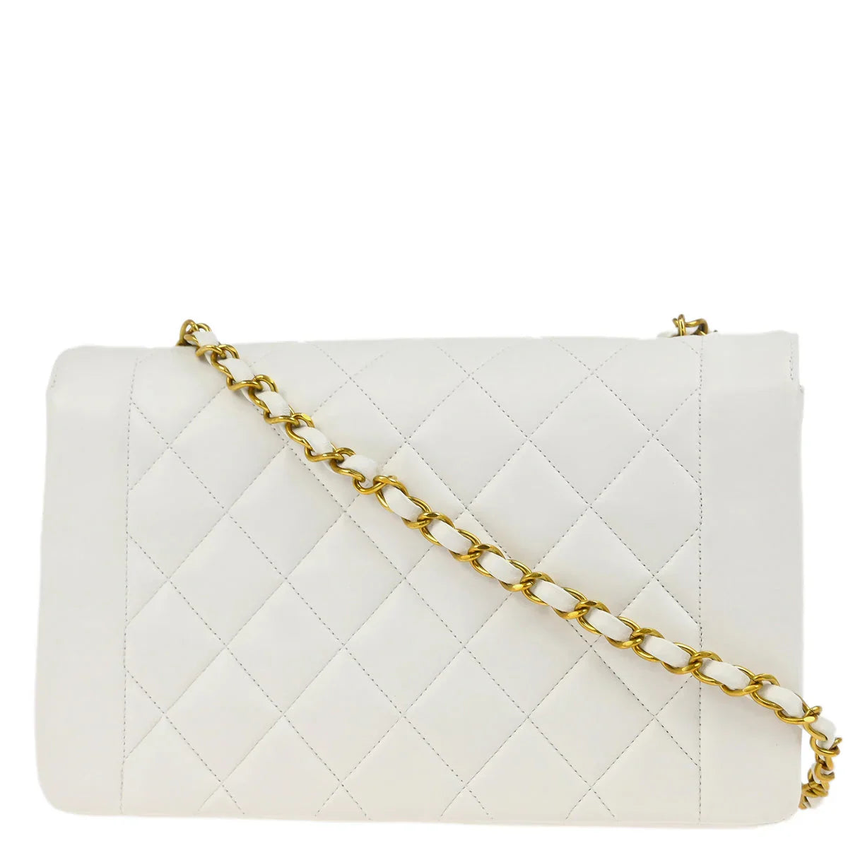 Chanel * 1994-1996 White Lambskin Medium Diana Shoulder Bag