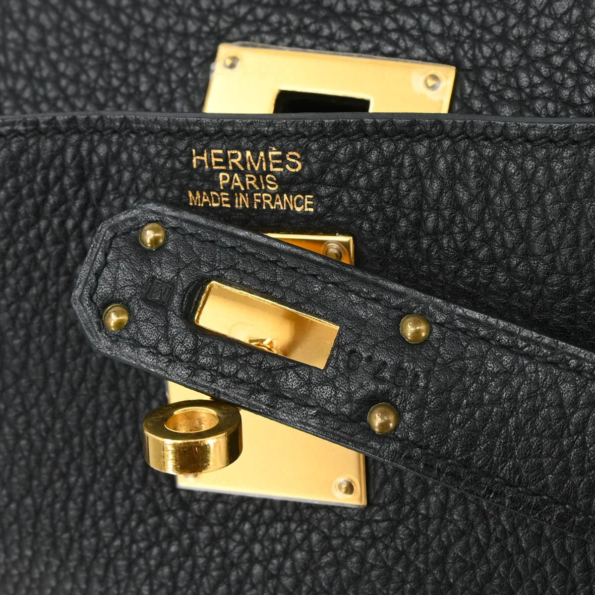 Hermes Black Taurillon Clemence Shoulder Kelly Handbag