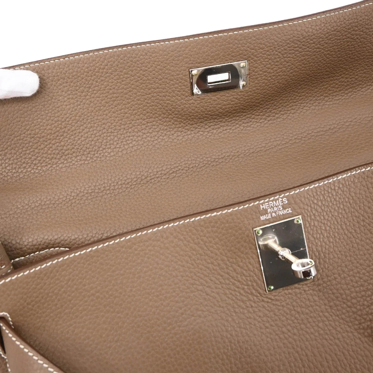 Hermes 2009 Etoupe Gray Taurillon Clemence Shoulder Kelly Handbag
