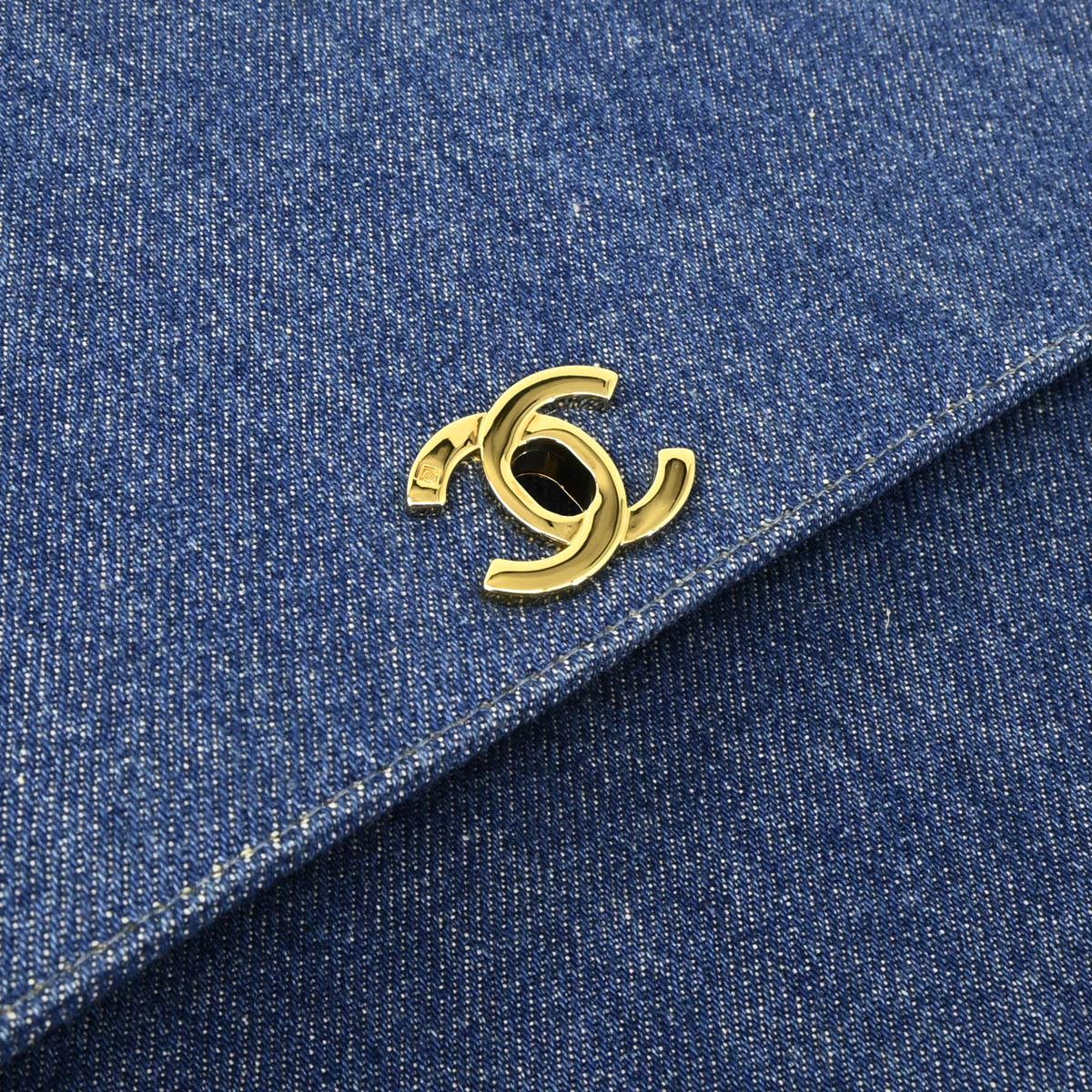Chanel 1997-1999 Blue Denim Top Handle Handbag