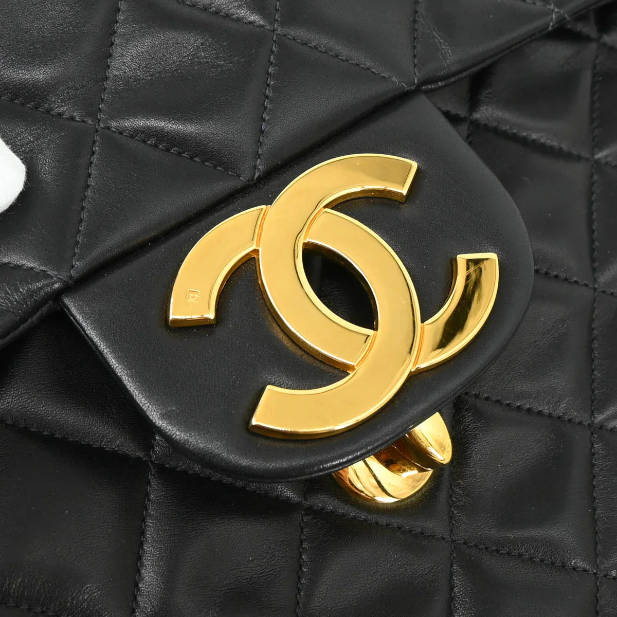 Chanel 1994-1996 Black Lambskin Maxi Classic Flap Shoulder Bag