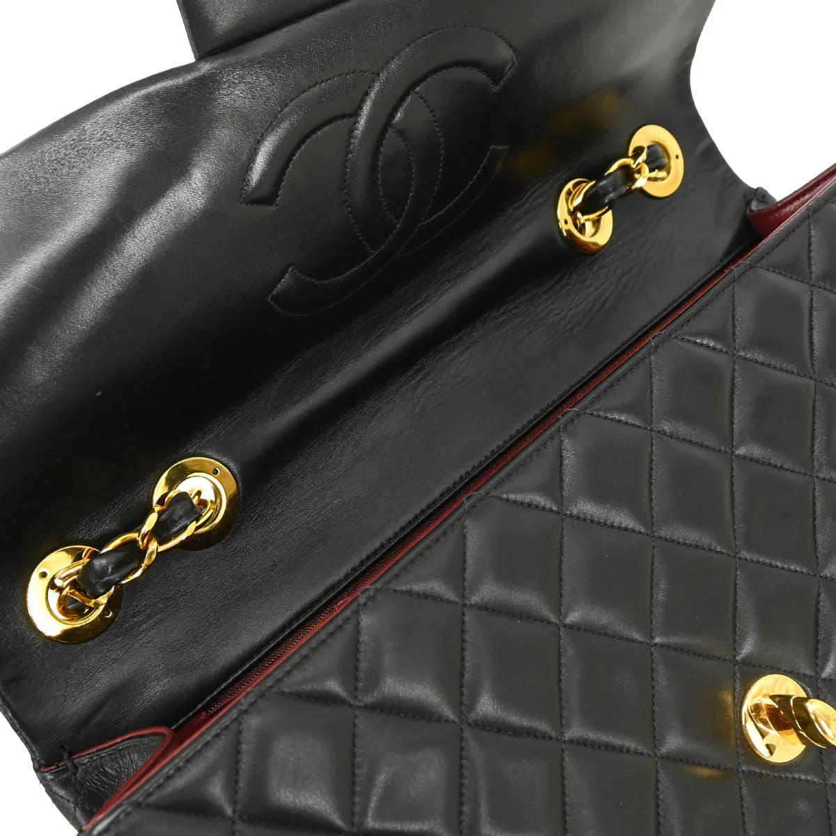 Chanel 1994-1996 Black Lambskin Maxi Classic Flap Shoulder Bag