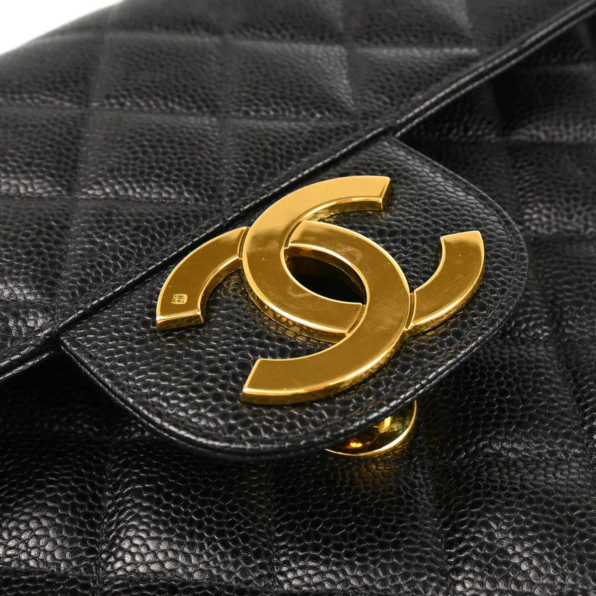 Chanel 1994-1996 Black Caviar Jumbo Classic Flap Bag