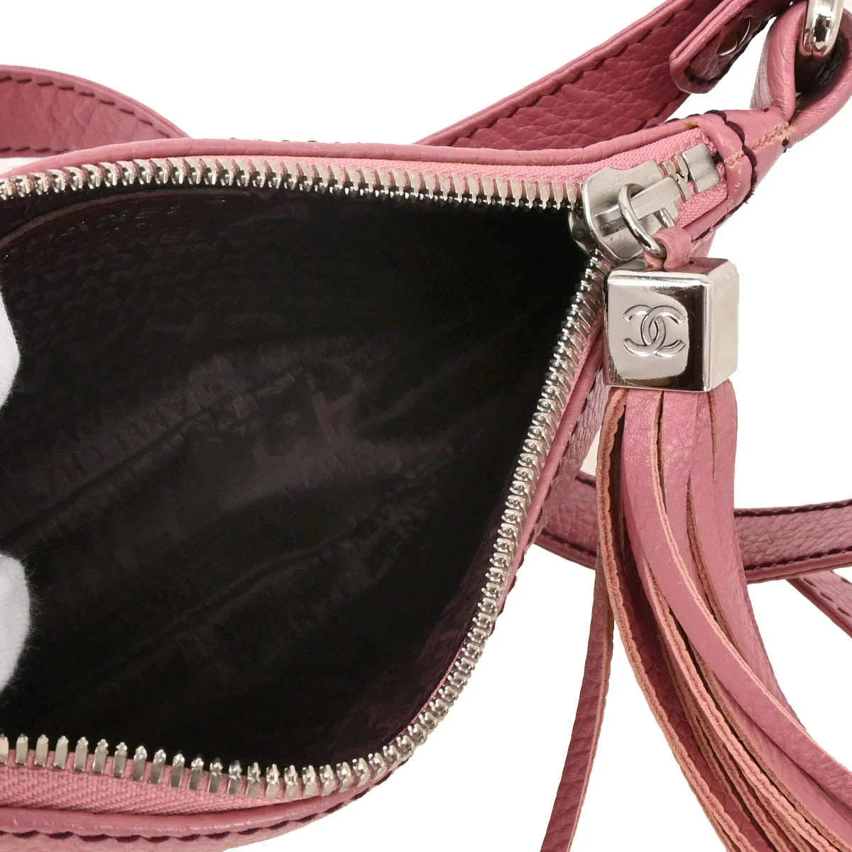 Chanel 2003-2004 Pink Calfskin Fringe Shoulder Bag