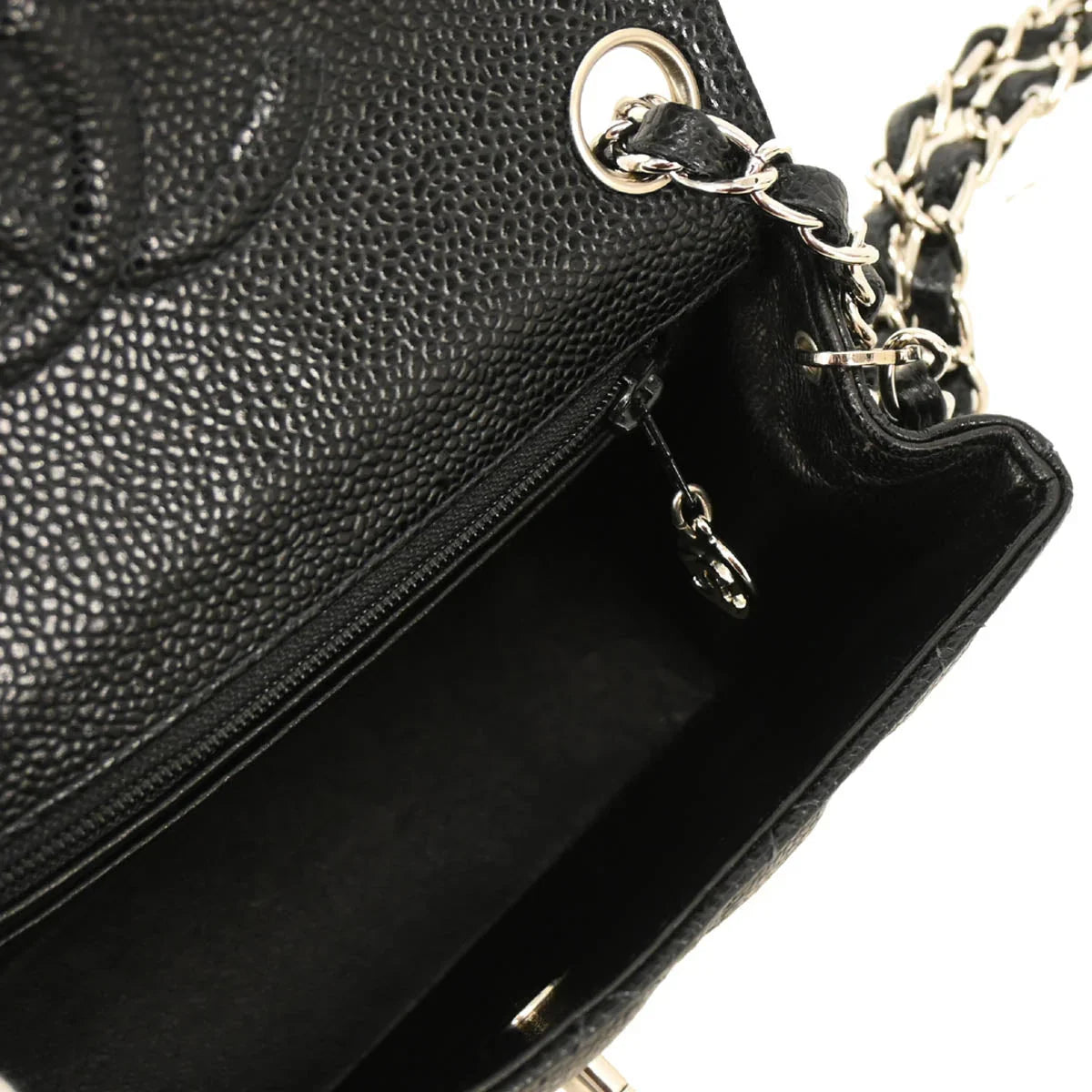 Chanel 2003-2004 Black Caviar Mini Classic Square Flap Bag 17