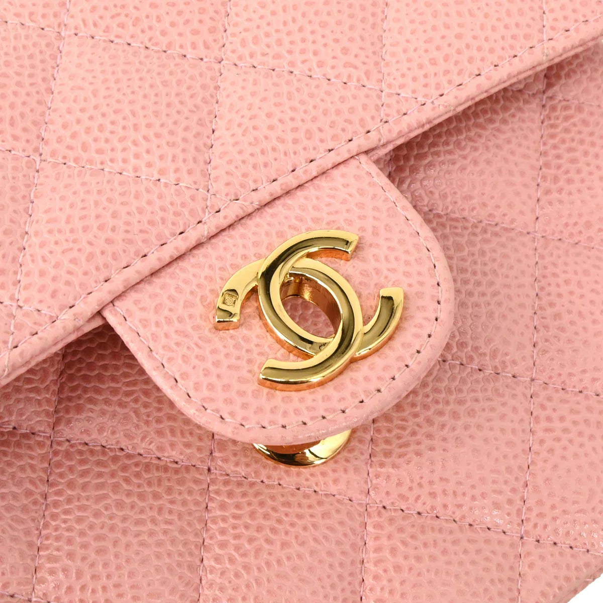 Chanel 2003-2004 Pink Caviar Mini Classic Square Flap Bag