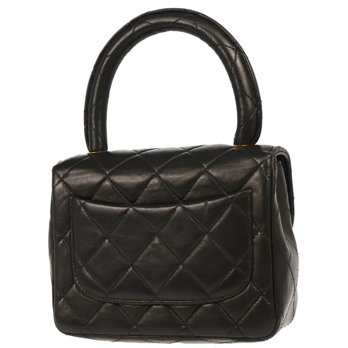 Chanel 1991-1994 Black Lambskin Micro Classic Flap Handbag