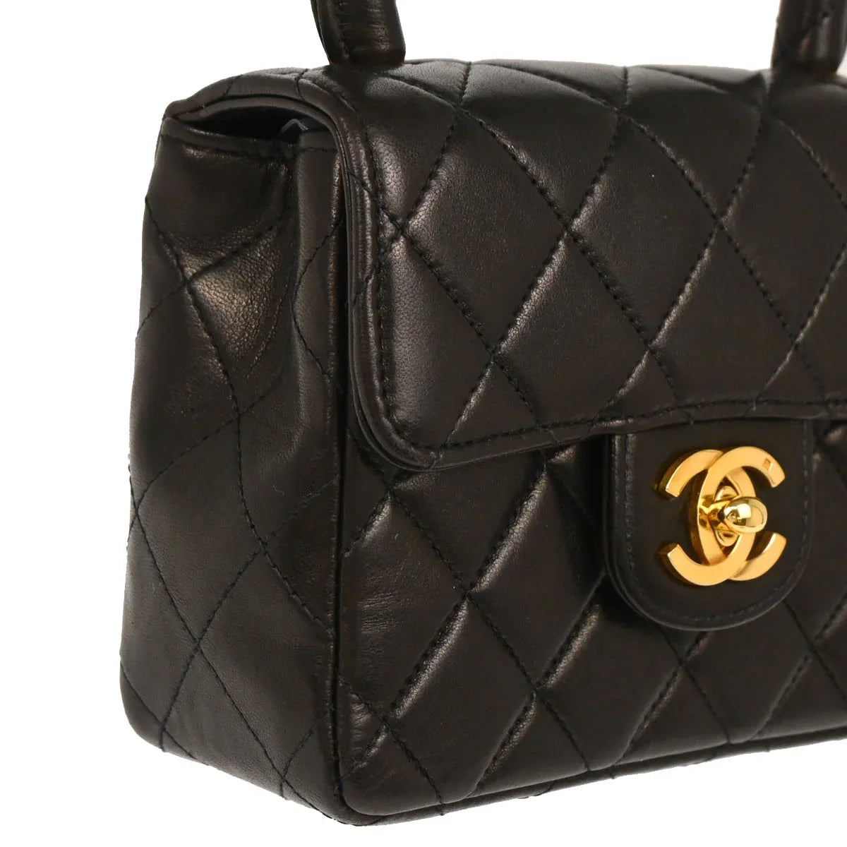 Chanel 1991-1994 Black Lambskin Micro Classic Flap Handbag