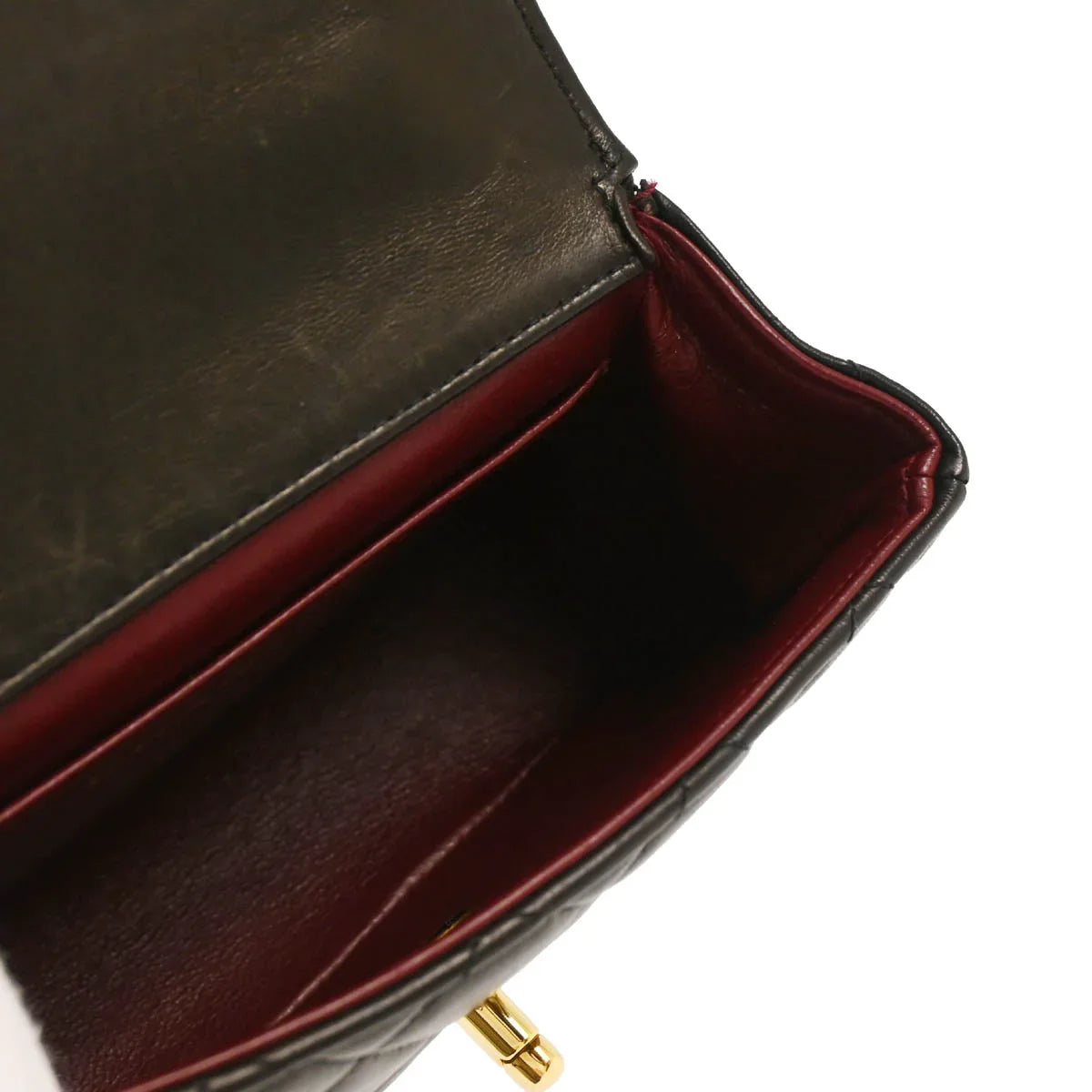 Chanel 1991-1994 Black Lambskin Micro Classic Flap Handbag