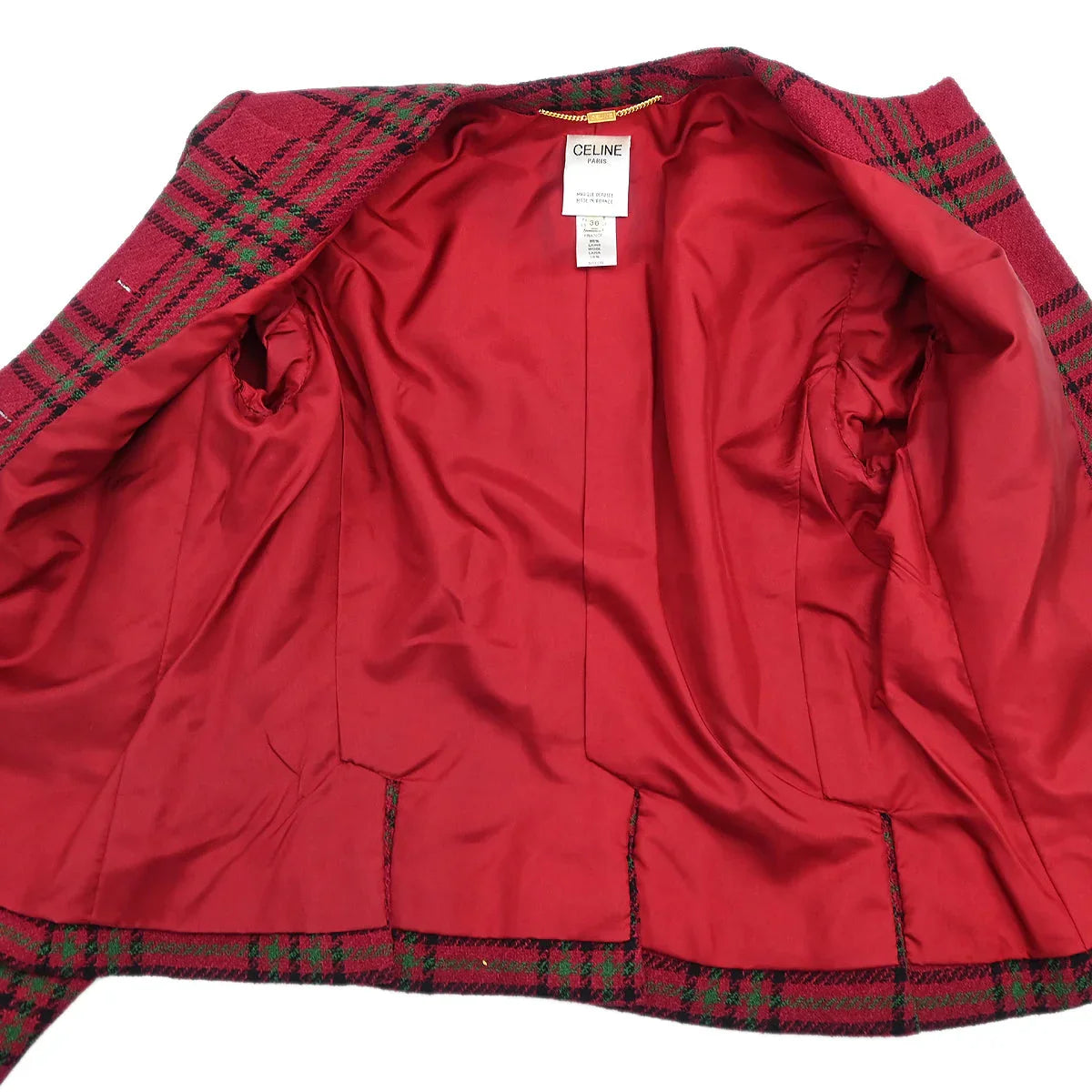 Celine Jacket Skirt Suit Set Red #36