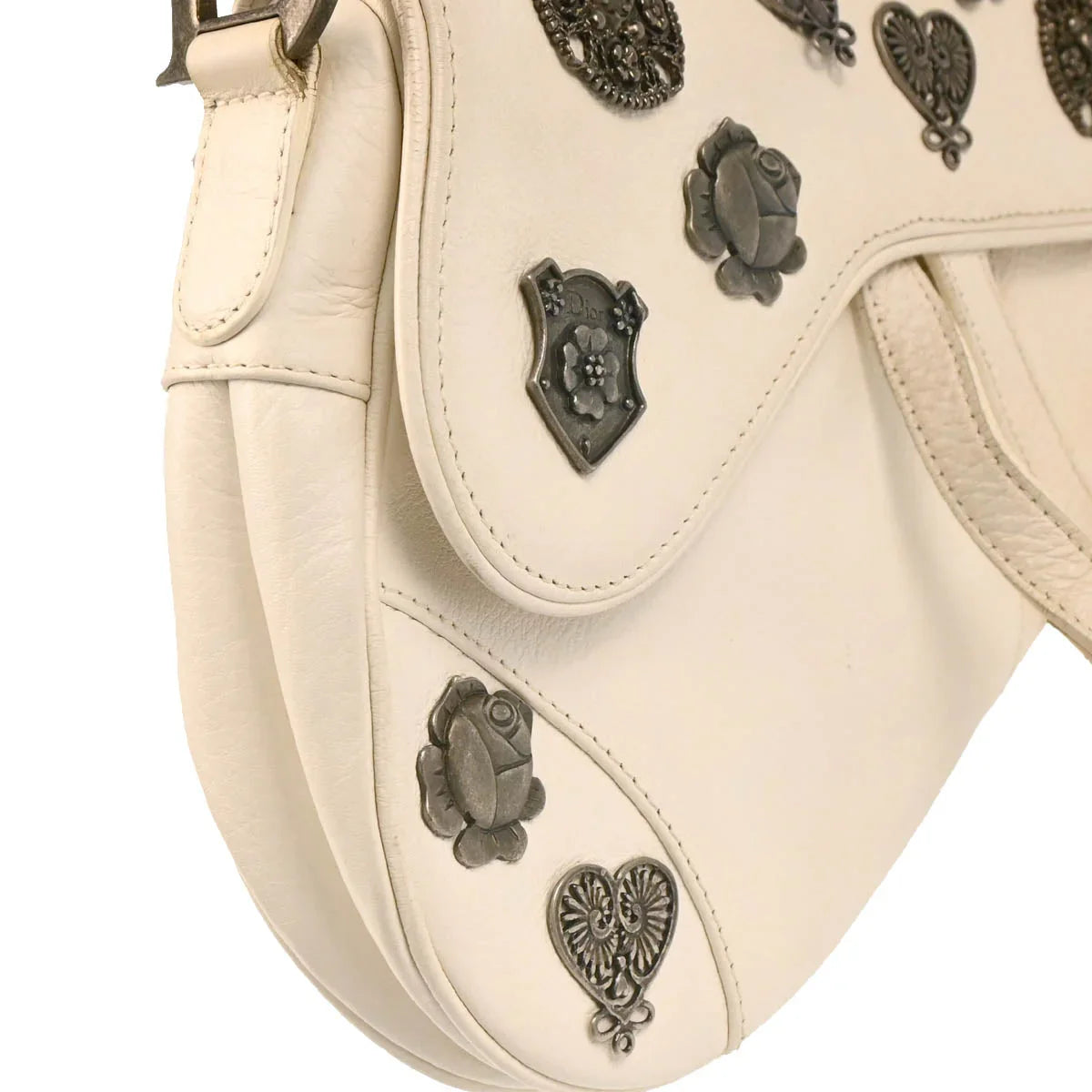 Christian Dior 2006 White Leather Saddle Handbag