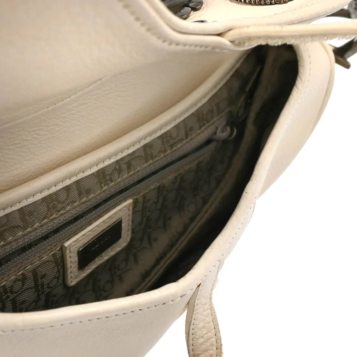 Christian Dior 2006 White Leather Saddle Handbag