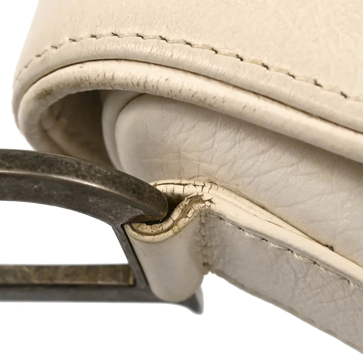 Christian Dior 2006 White Leather Saddle Handbag
