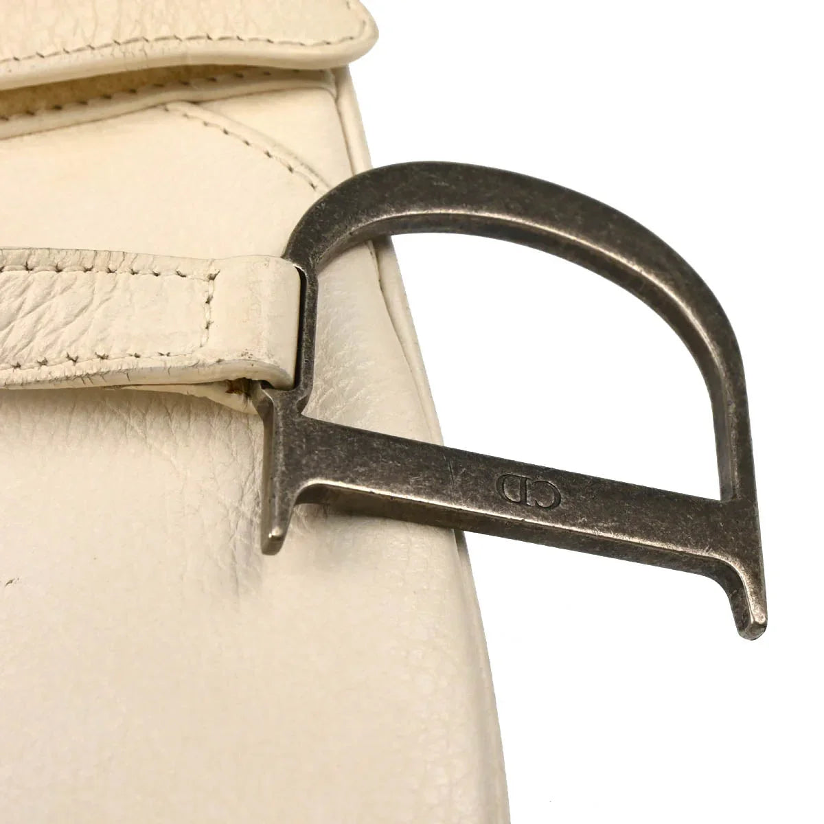 Christian Dior 2006 White Leather Saddle Handbag