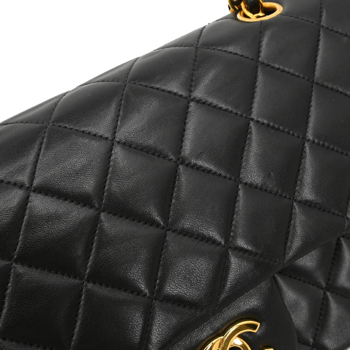 Chanel 1994-1996 Black Lambskin Medium Classic Double Flap Shoulder Bag