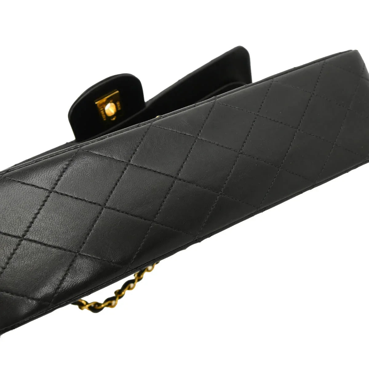 Chanel 1994-1996 Black Lambskin Medium Classic Double Flap Shoulder Bag