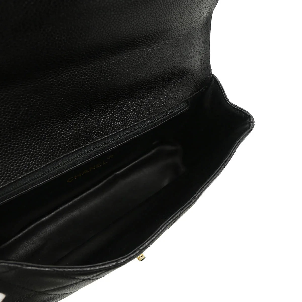 Chanel 1996-1997 Black Caviar Single Flap Shoulder Bag